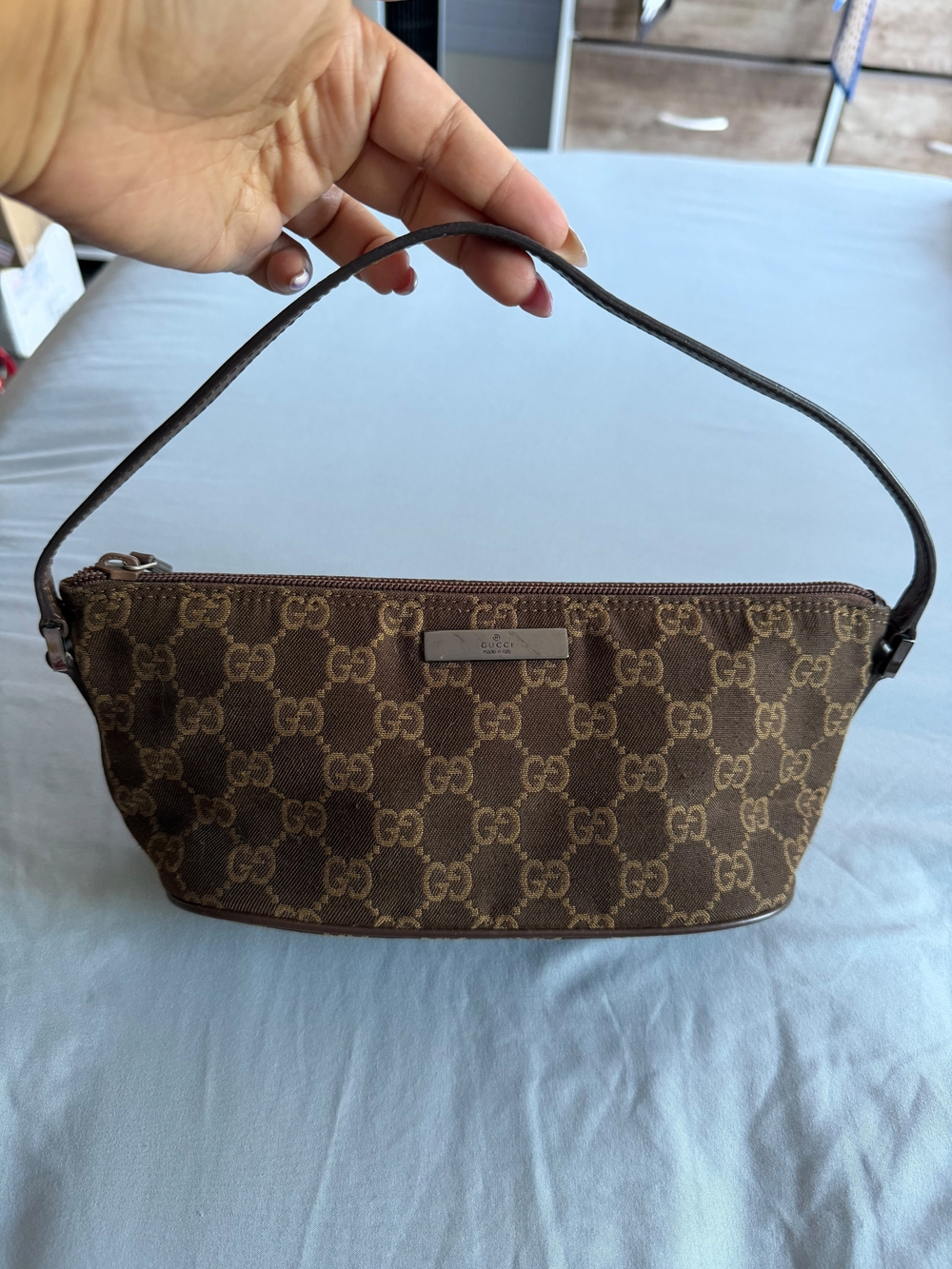 Gucci Brown GG Canvas Wristlet Bag